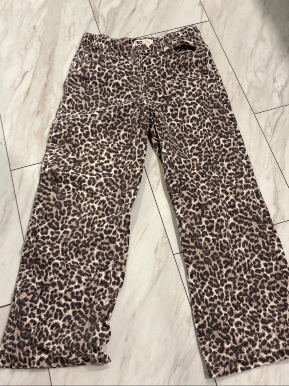 SO Taupe and Black Leopard-Print Pants